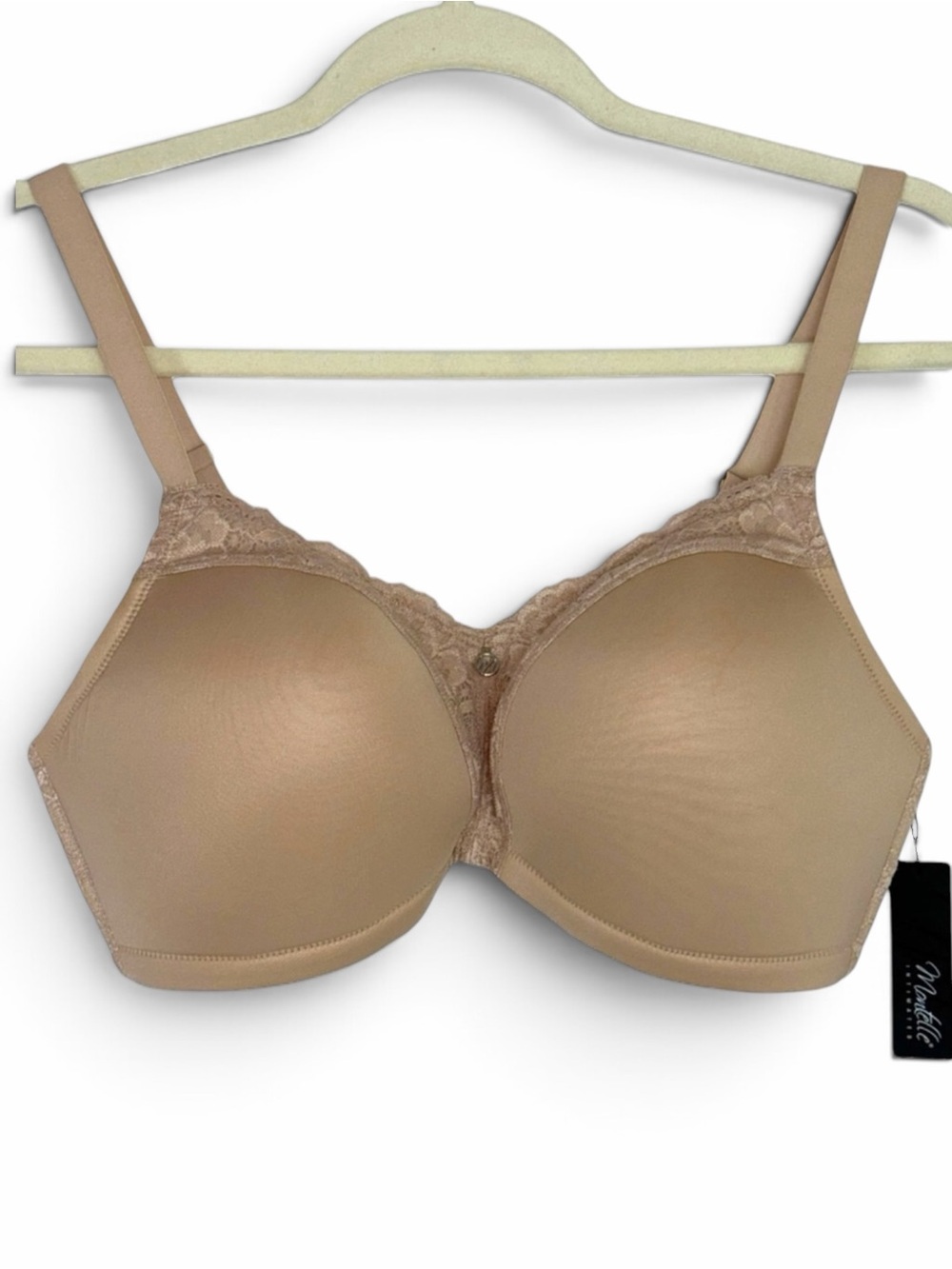 Montelle Wire Free Dream Bra Sand Sable Nude Lace Full Coverage 36E NWT